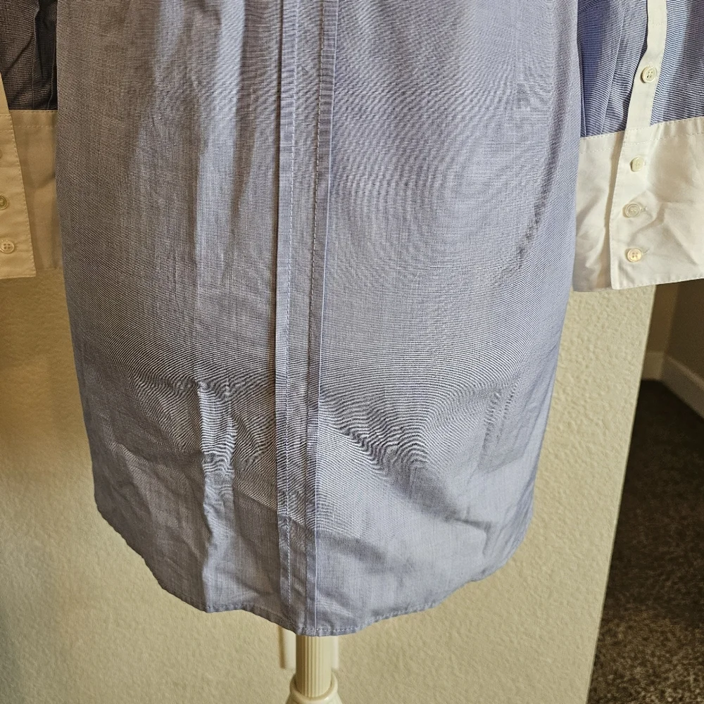 J. Crew Blue and White Collared Midi Shirt Dress